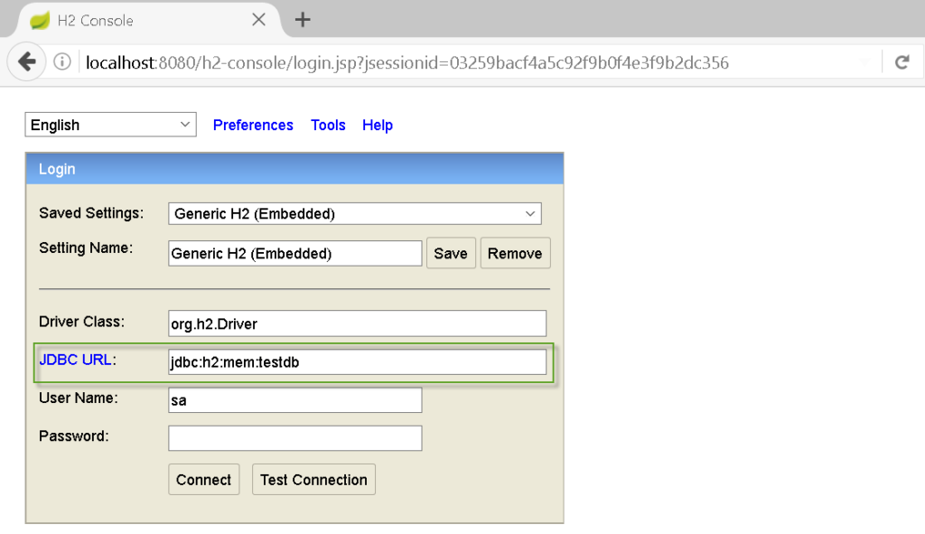 in-memory H2 Spring Boot