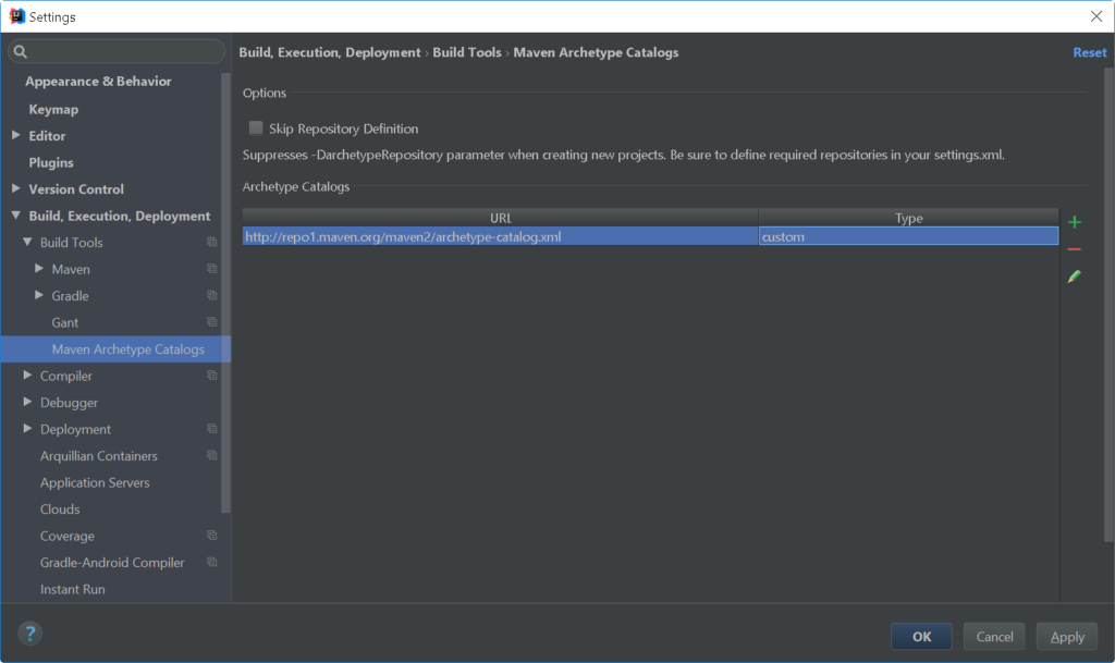 Import Maven Archetype IntelliJ