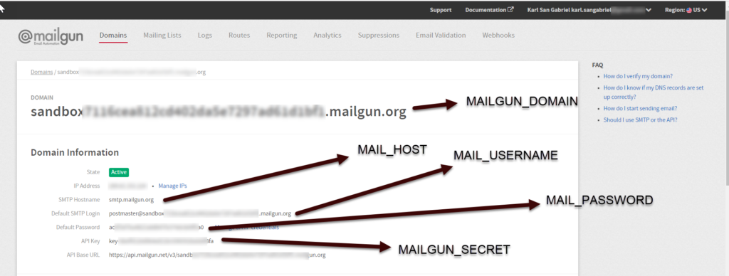 Laravel Mailgun Configuration